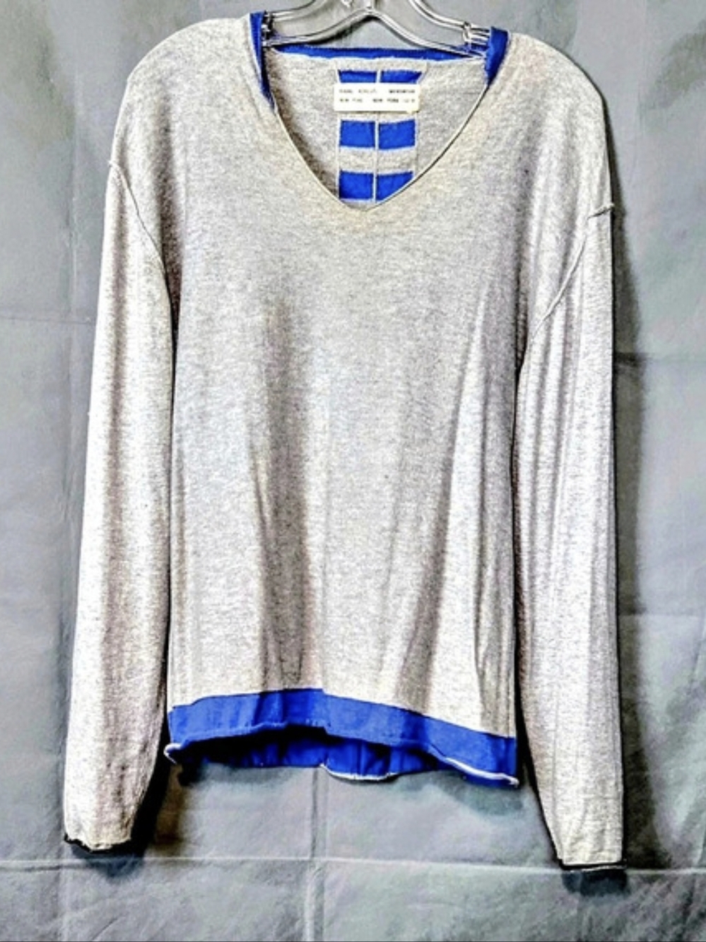 VINTAGE Yigal Azrouel Long Sleeve Top in Gray & Blue Like New